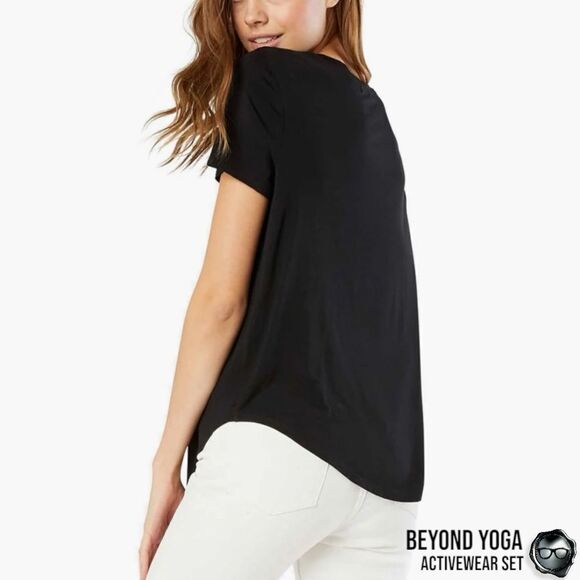 BEYOND YOGA SPACEDYE SET: ON THE DOWN LOW TEE + MIDI LEGGINGS IN DARKEST NIGHT M - Picture 6 of 15